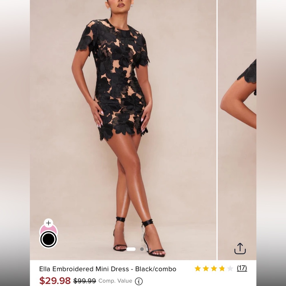 Fashion Nova Black Floral Lace Mini Dress